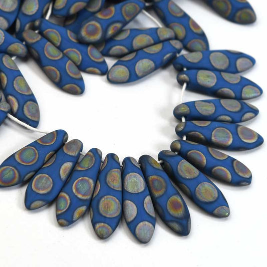Fringe Beads Dagger Beads - 16mm - Matte Denim Peacock (25)
