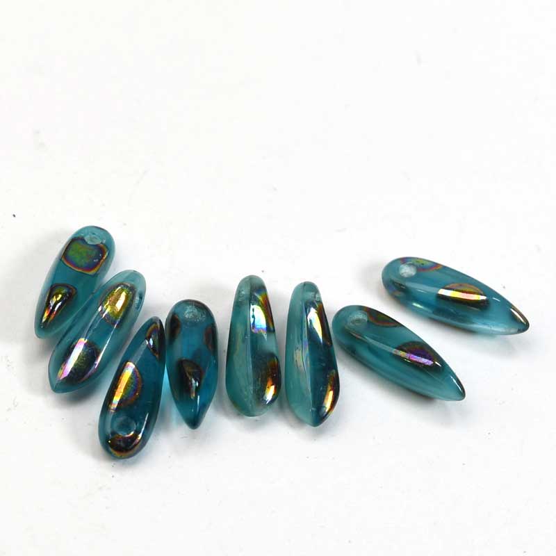 Fringe Beads Dagger Beads - 11mm - Teal Peacock (25)