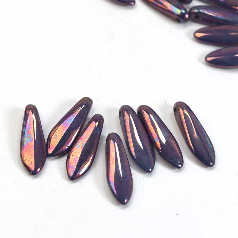 Fringe Beads Dagger Beads - 16mm - Purple Punch Opal (25)