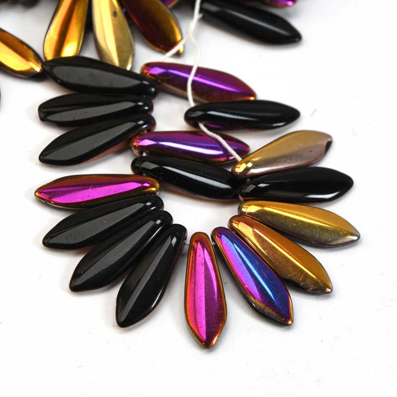 Fringe Beads Dagger Beads - 16mm - Jet Sliperit (25)