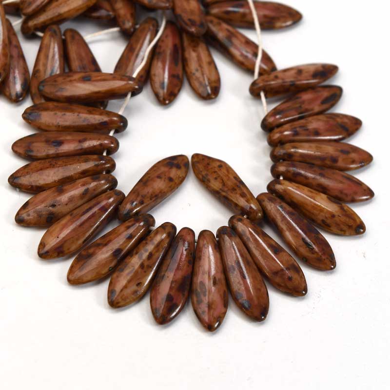 Fringe Beads Dagger Beads - 16mm - Toast Picasso (25)