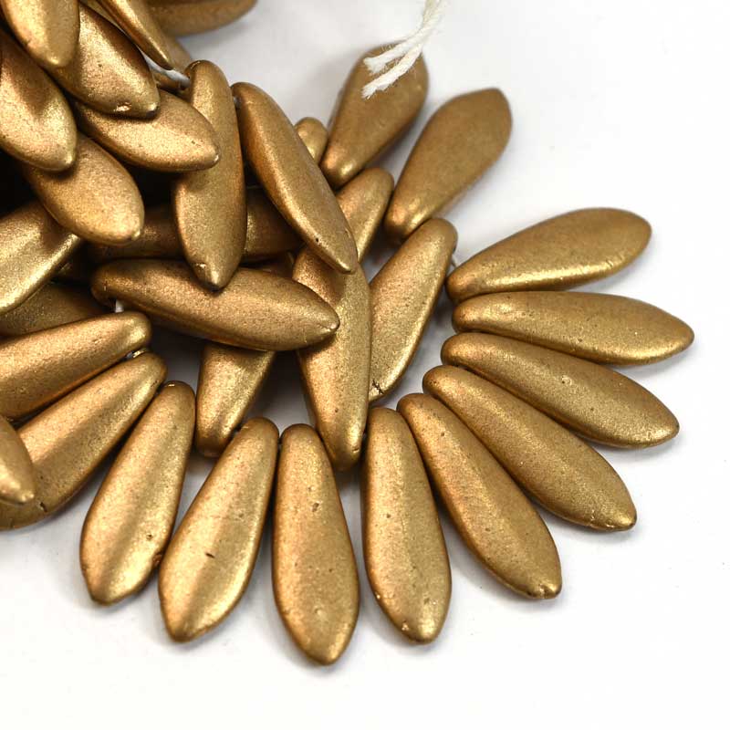 Fringe Beads Dagger Beads - 16mm - Silky Light Gold (25)