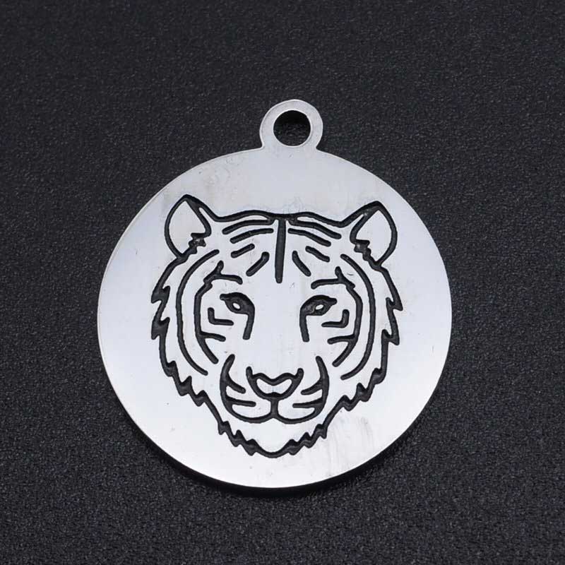 Tiger Disc Charm   Stainless Steel Each