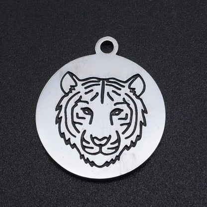 Tiger Disc Charm   Stainless Steel Each