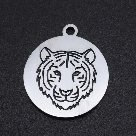 Tiger Disc Charm   Stainless Steel Each