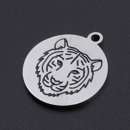 Tiger Disc Charm   Stainless Steel Each