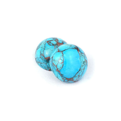 Stone - 12mm Round Cabochon - Hubei Turquoise w Copper Matrix