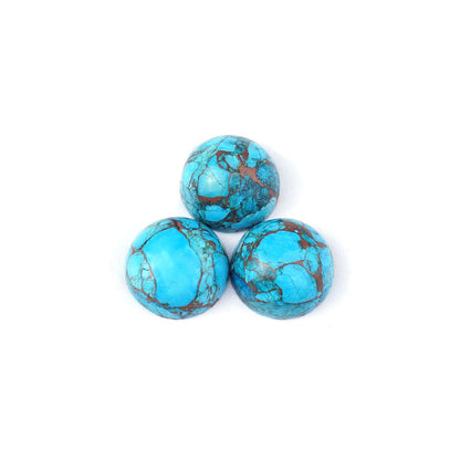Stone - 12mm Round Cabochon - Hubei Turquoise w Copper Matrix