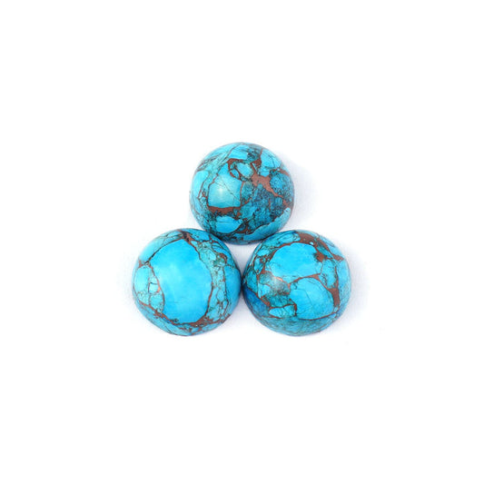 Stone - 12mm Round Cabochon - Hubei Turquoise w Copper Matrix