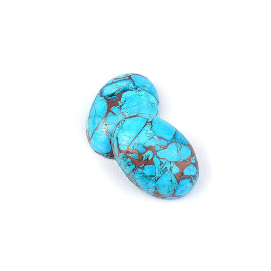 Stone - 10x14mm Oval Cabochon - Hubei Turquoise w Copper Matrix