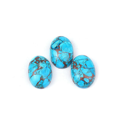 Stone - 10x14mm Oval Cabochon - Hubei Turquoise w Copper Matrix