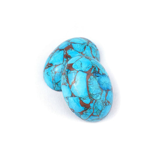 Stone - 13x18mm Oval Cabochon - Hubei Turquoise w Copper Matrix
