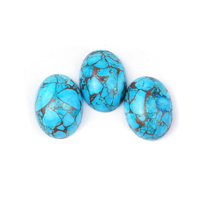 Stone - 13x18mm Oval Cabochon - Hubei Turquoise w Copper Matrix