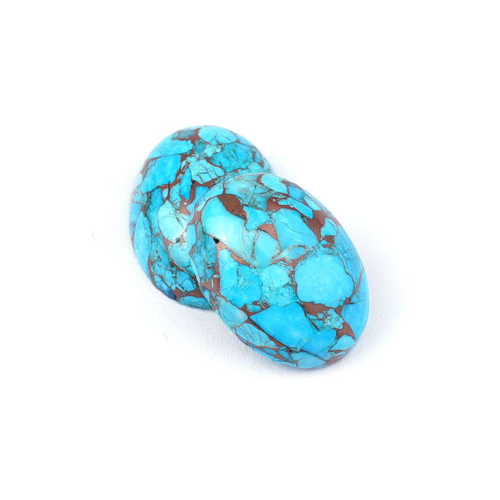 Stone - 15x20mm Oval Cabochon - Hubei Turquoise w Copper Matrix