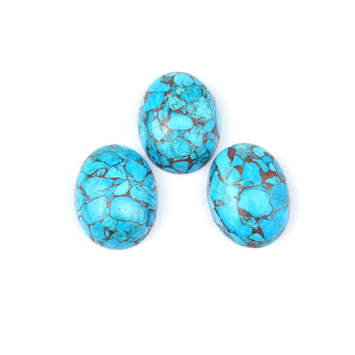 Stone - 15x20mm Oval Cabochon - Hubei Turquoise w Copper Matrix