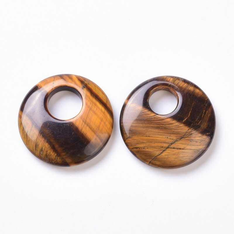 Stone Pendant - 40mm Gogo Donuts - Tiger Eye