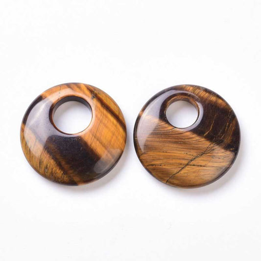 Stone Pendant - 40mm Gogo Donuts - Tiger Eye
