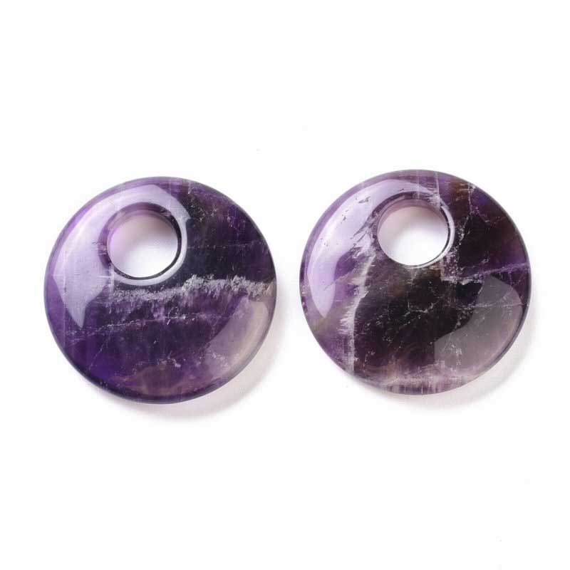 Stone Pendant - 40mm Gogo Donuts - Amethyst