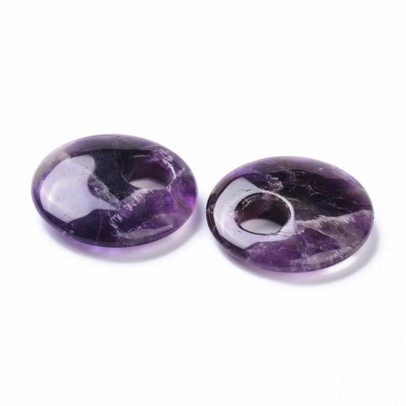 Stone Pendant - 40mm Gogo Donuts - Amethyst