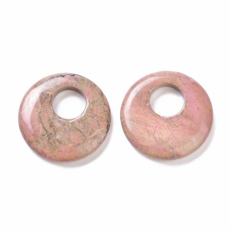 Stone Pendant - 40mm Gogo Donuts - Rhodonite