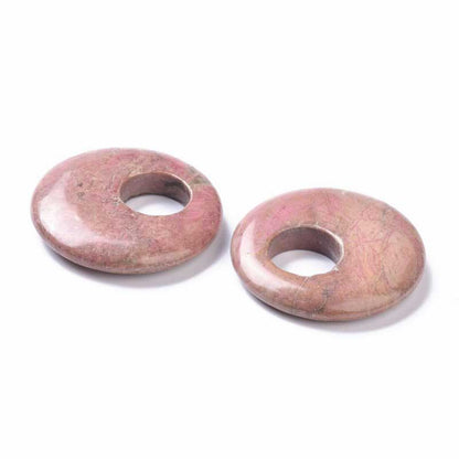 Stone Pendant - 40mm Gogo Donuts - Rhodonite