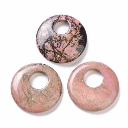 Stone Pendant - 40mm Gogo Donuts - Rhodonite