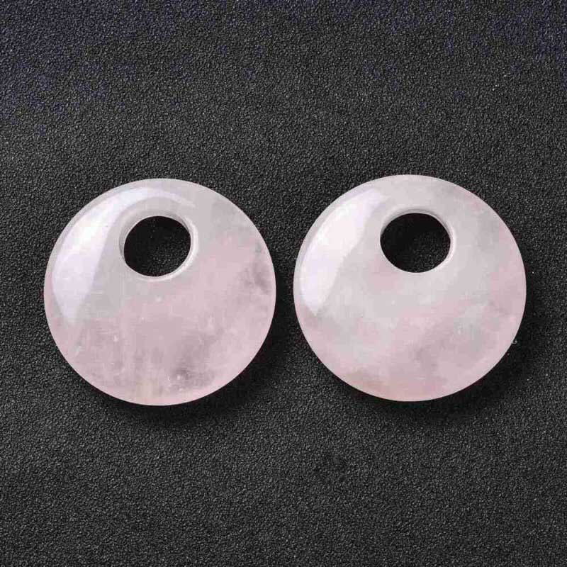 Stone Pendant - 40mm Gogo Donuts - Rose Quartz