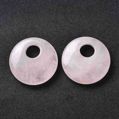 Stone Pendant - 40mm Gogo Donuts - Rose Quartz