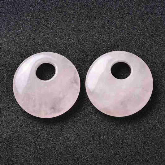 Stone Pendant - 40mm Gogo Donuts - Rose Quartz
