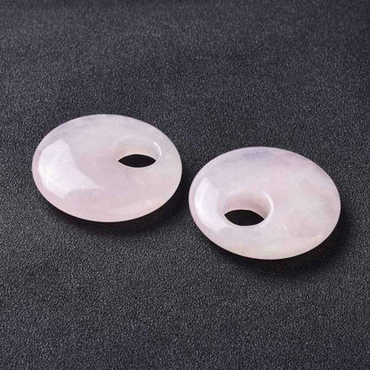 Stone Pendant - 40mm Gogo Donuts - Rose Quartz