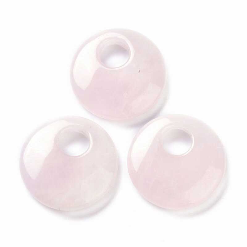 Stone Pendant - 40mm Gogo Donuts - Rose Quartz