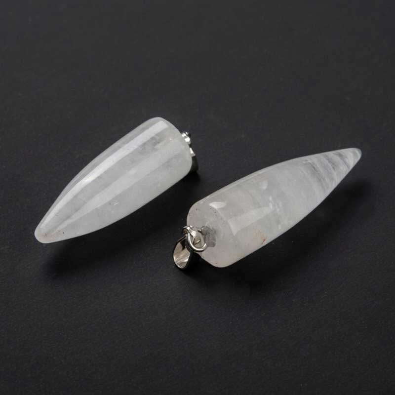 Stone Pendant - 35mm Pendulum Drop - Quartz - Platinum Plated
