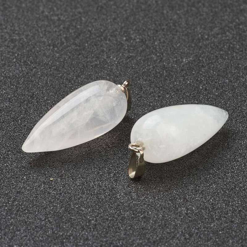 Stone Pendant - 33mm Hanging Drop - Quartz - Platinum Plated