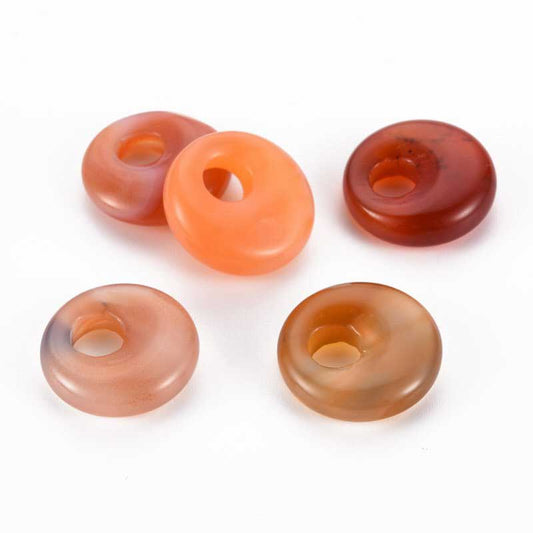Stone Pendant/Charm - 18mm Puffy Gogo Donut - Carnelian