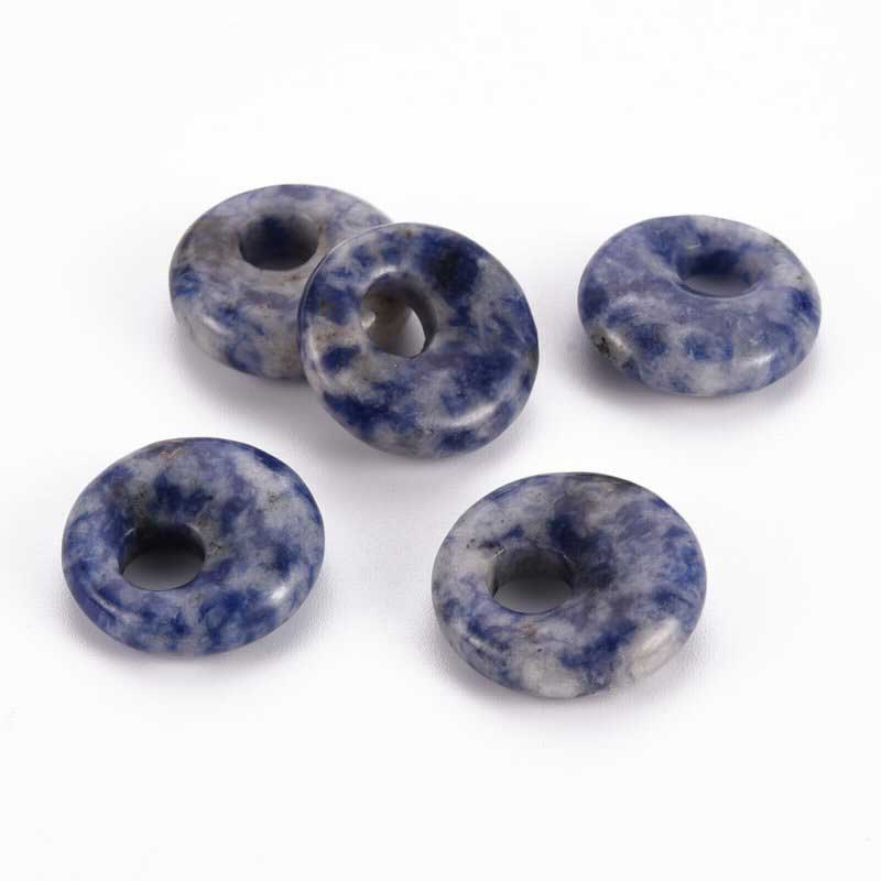 Stone Pendant/Charm - 18mm Puffy Gogo Donut - Sodalite