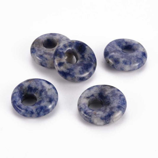 Stone Pendant/Charm - 18mm Puffy Gogo Donut - Sodalite