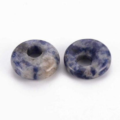 Stone Pendant/Charm - 18mm Puffy Gogo Donut - Sodalite