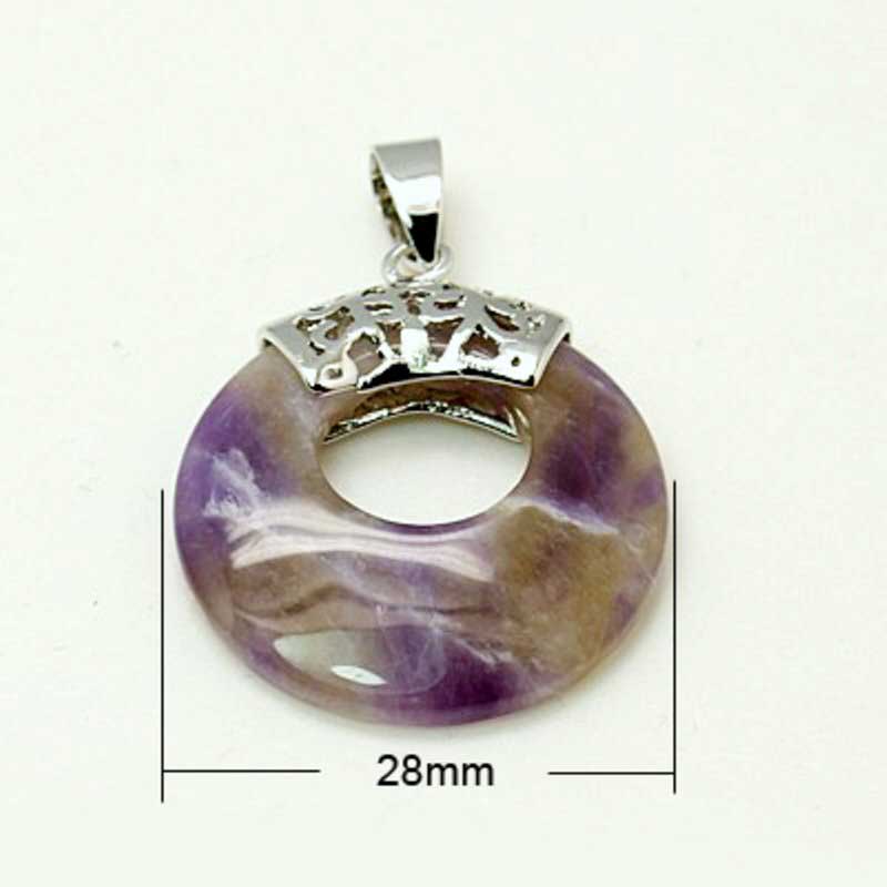 Stone Pendant - 28mm Donut with Bail - Ametrine - Platinum Plated