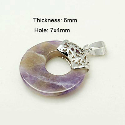 Stone Pendant - 28mm Donut with Bail - Ametrine - Platinum Plated