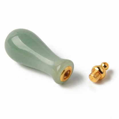 Stone Pendant - 55mm Scent Bottle Pendant - Green Aventurine - Gold Plated
