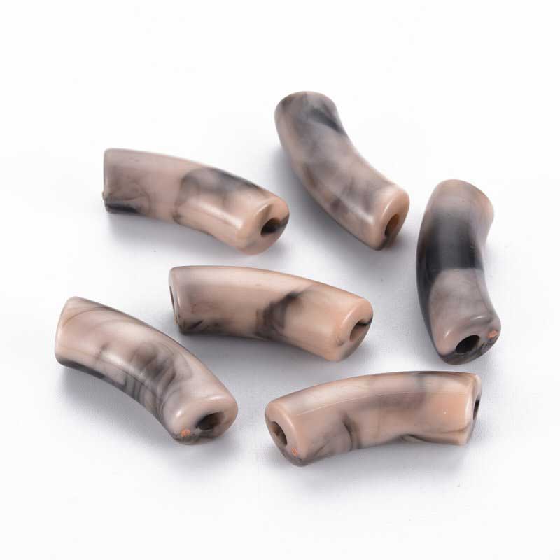 Acrylic Beads - 34mm Curved Tube - Light Peach (10)