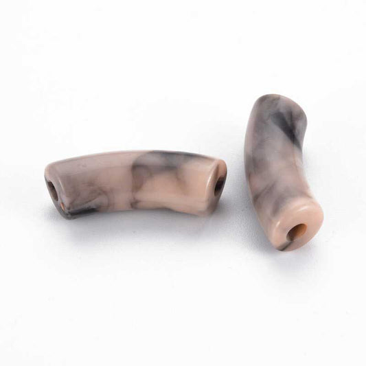 Acrylic Beads - 34mm Curved Tube - Light Peach (10)