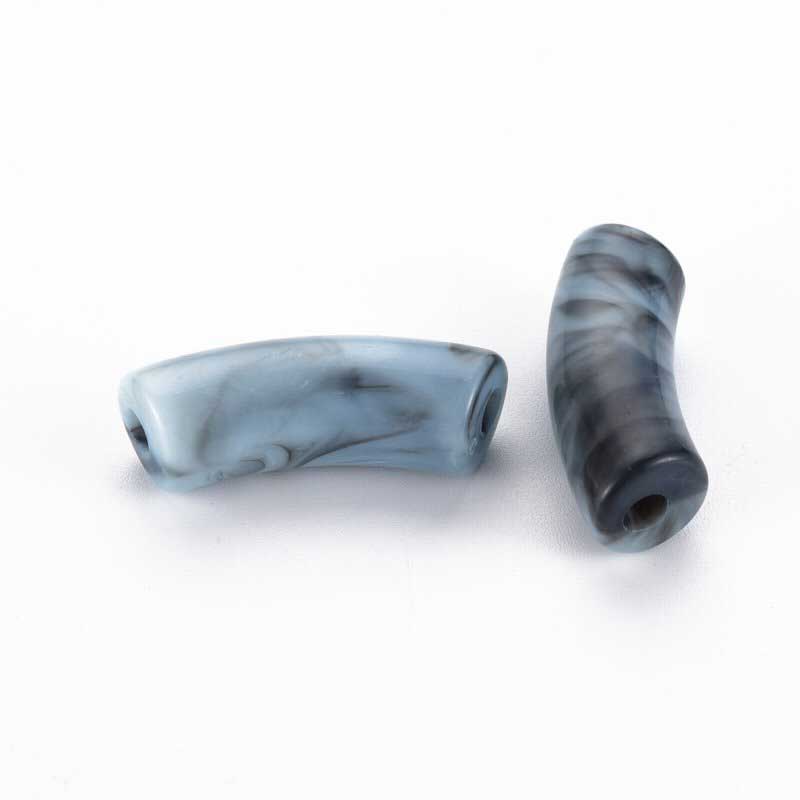 Acrylic Beads - 34mm Curved Tube - Sea Blue (10)