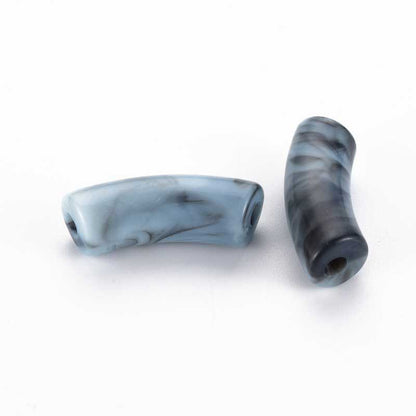 Acrylic Beads - 34mm Curved Tube - Sea Blue (10)