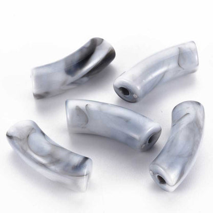 Acrylic Beads - 34mm Curved Tube - Grey Fog (10)