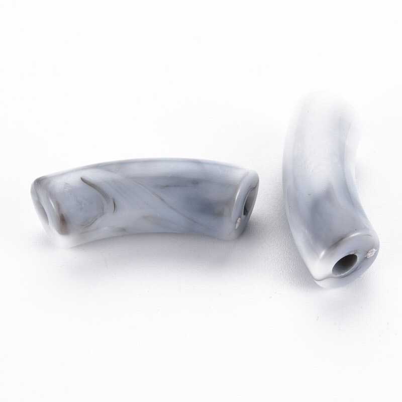 Acrylic Beads - 34mm Curved Tube - Grey Fog (10)