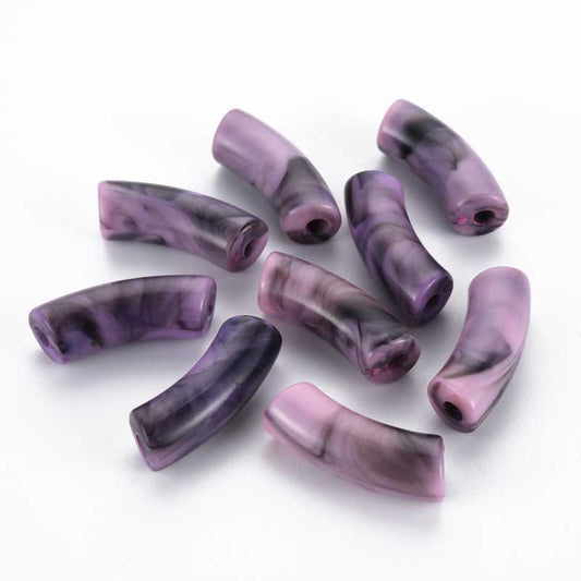 Acrylic Beads - 34mm Curved Tube - Orchid (10)
