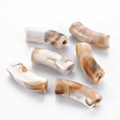 Acrylic Beads - 34mm Curved Tube - Cafe au Lait (10)