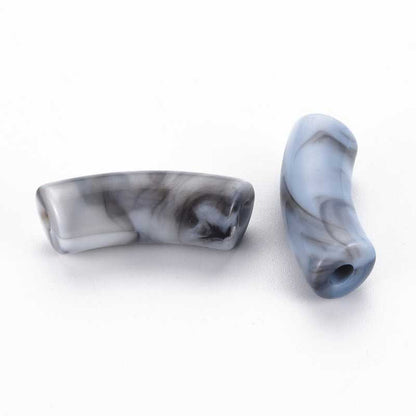 Acrylic Beads - 34mm Curved Tube - Blue Grey (10)