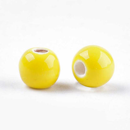 Glazed Porcelain Bead - 7mm Round - Canary (20)